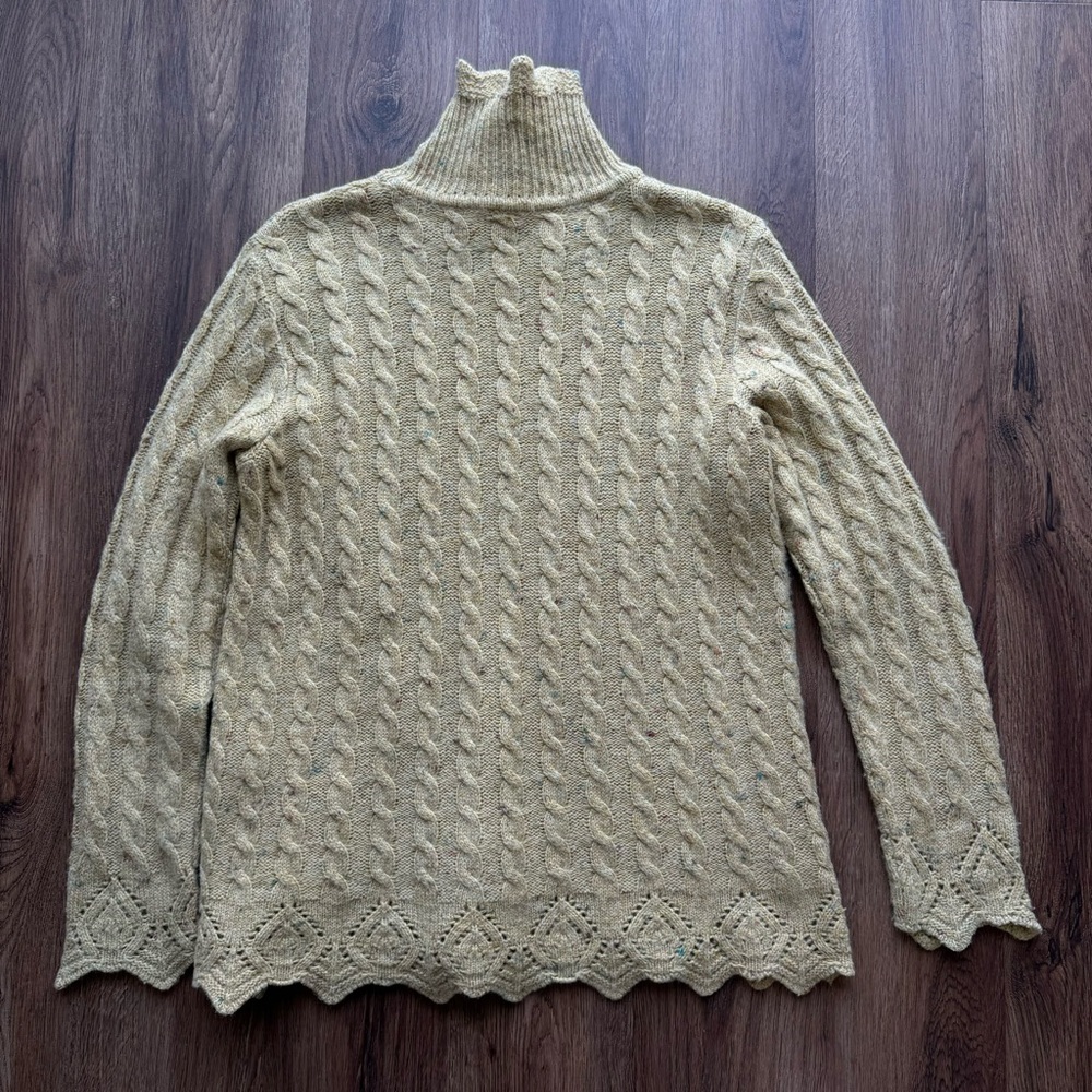 Vintage Alain Manoukian Italy Merino Wool Sweater Turtleneck Lace Cable Knit - Picture 17 of 17